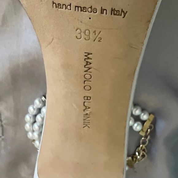 Manolo Blahnik Charona 105 White Pearl Sandals Shoes $1095 - Picture 10 of 16